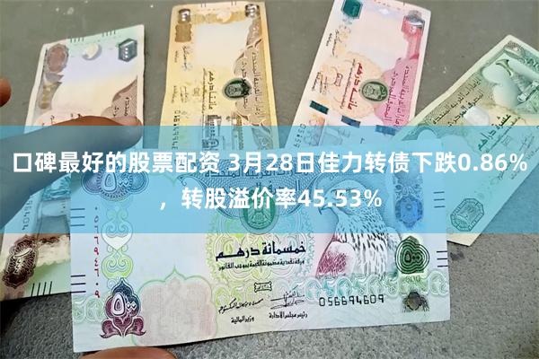 口碑最好的股票配资 3月28日佳力转债下跌0.86%，转股溢价率45.53%