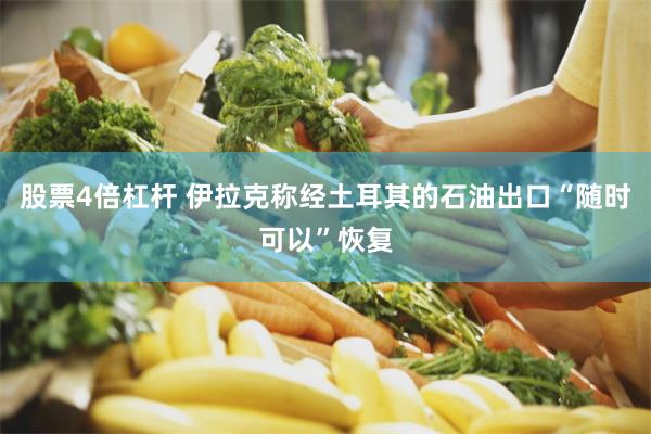 股票4倍杠杆 伊拉克称经土耳其的石油出口“随时可以”恢复
