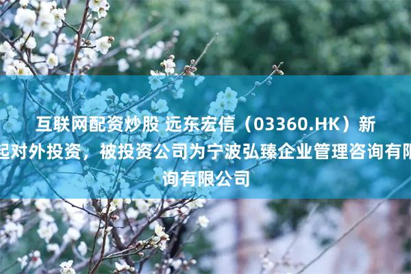 互联网配资炒股 远东宏信（03360.HK）新增一起对外投资，被投资公司为宁波弘臻企业管理咨询有限公司