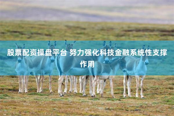 股票配资操盘平台 努力强化科技金融系统性支撑作用