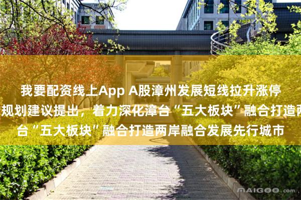 我要配资线上App A股漳州发展短线拉升涨停！福建漳州“十五五”规划建议提出，着力深化漳台“五大板块”融合打造两岸融合发展先行城市